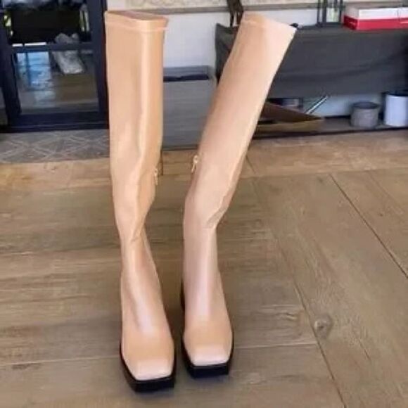 New Free People x Jeffrey Campbell Daphne Second Skin Platform Boots US 10 - Picture 2 of 13